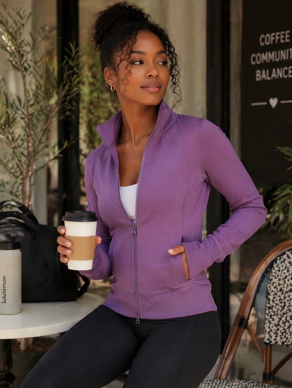 Zella Purple Zip Up Yoga Jacket Size M Athletic Activewear